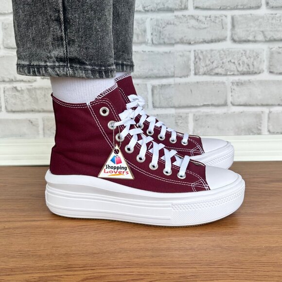⭐Converse Chuck Taylor Move Platform Hi 7.5 Women Shoes Sneaker Burgundy A02430C - Picture 3 of 13